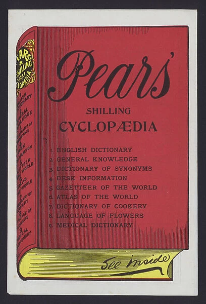 Pears Shilling Cyclopaedia, by Pears Soap issued in 1897, the year of Queen Victorias Diamond Jubilee (colour litho)