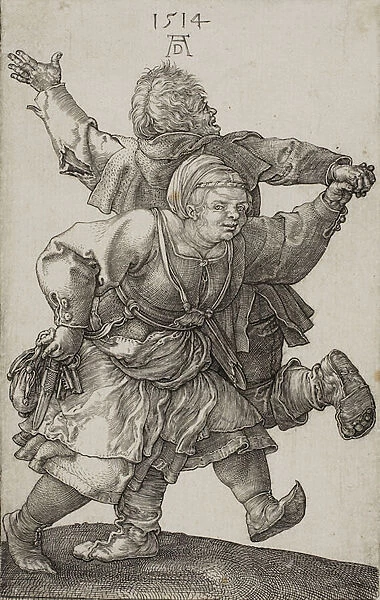 Peasant couple dancing, 1514 (engraving in black on ivory laid paper)