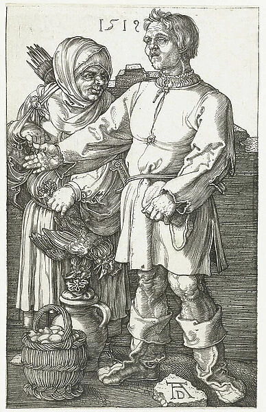 Peasant couple on the market, 1519 (engraving)
