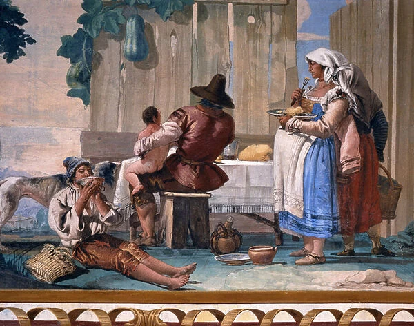 Peasant Family at Table, from the Room of Rustic Scenes