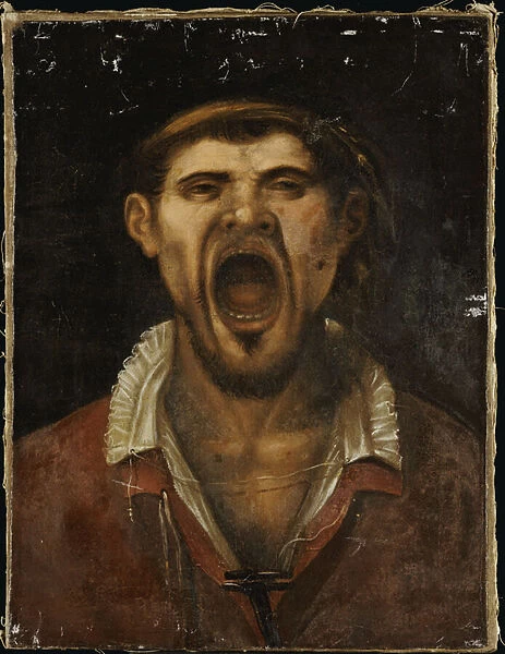 A Peasant Man Shouting (oil on canvas)