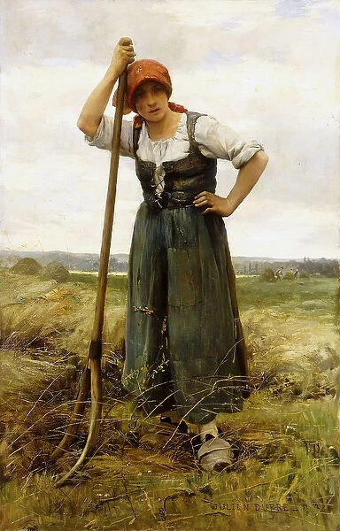 Peasant Woman Leaning on a Pitchfork, (oil on canvas)