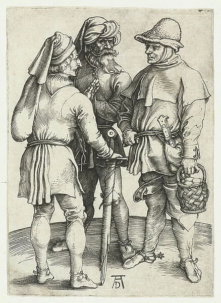 Three Peasants in Conversation, , 1495-99 (engraving)