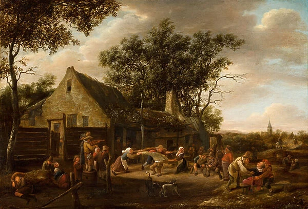 Peasants Dancing at an Inn, c. 1646-8 (oil on panel)