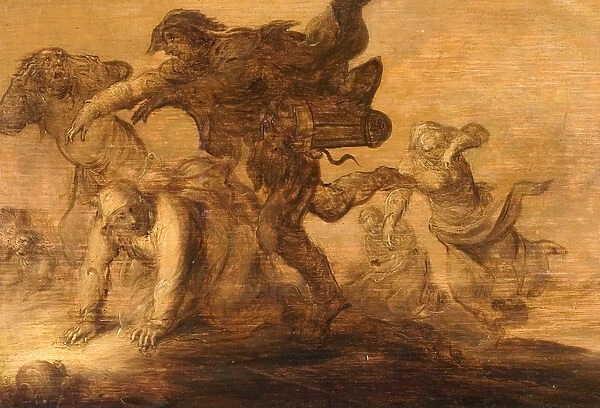 Peasants Fleeing (Witchcraft), c. 1640 (oil on wood)