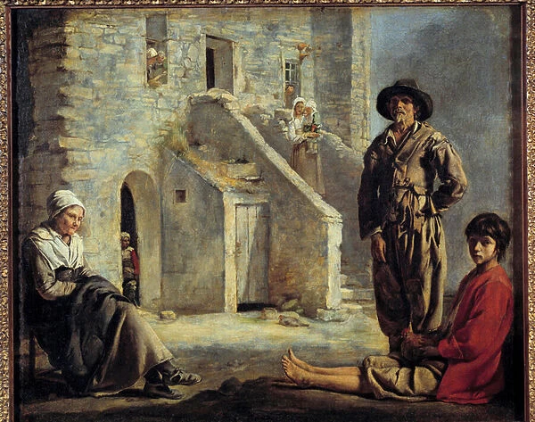 Peasants in front of their house. Painting by Louis Le Nain (1593-1648), 17th century