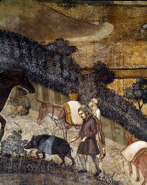 Peasants plowing the fields. Detail of The effects of good