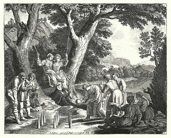 Peasants relaxing (engraving)