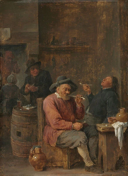 Peasants Smoking in an Inn, c. 1640 (oil on wood)