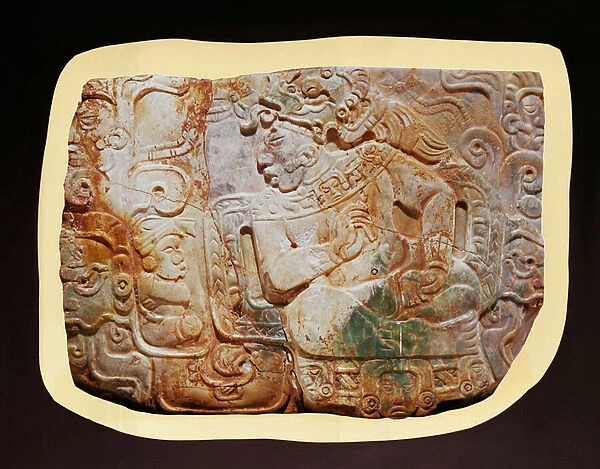 Pectoral of the King and a courtier from Tikal (jade)