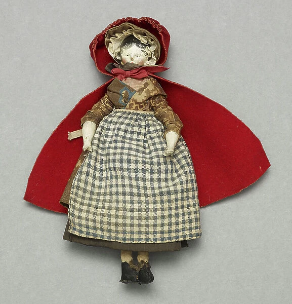 Pedlar doll, called Sarah Thrifty, 1820-40 (wood, cotton, wool, silk & felt)