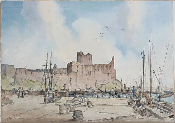 Peel Castle, Isle of Man (pencil & w  /  c on paper)