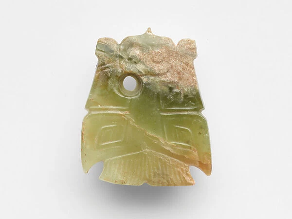 Pendant in the form of a bird, reworked, c. 1300-1050 BC (jade, nephrite)