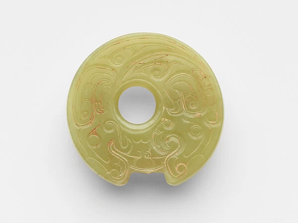 Pendant (xuanji) in the form of a notched disk, 10th century BC (calcite (travertine))