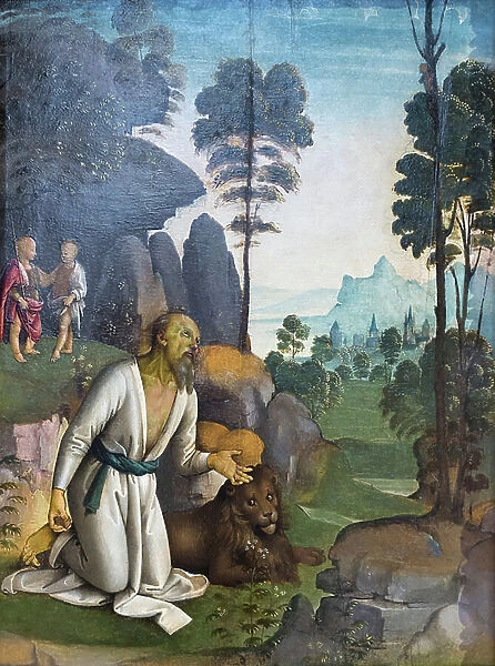 Penitent saint Jerome with the infant Jesus and saint John the Baptist as a child (oil on panel)