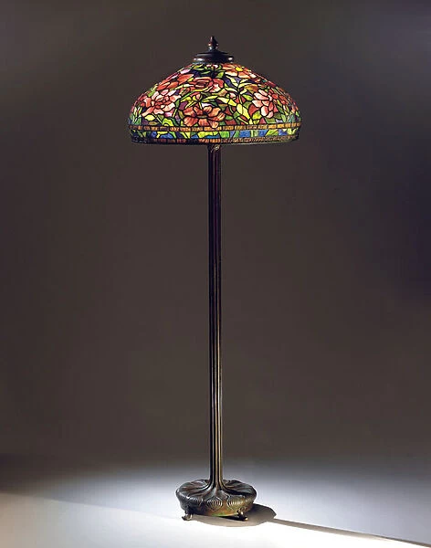 Peony floor lamp, c. 1910 (leaded glass & bronze) (see also 2632436)