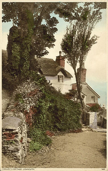 Percy Bysshe Shelleys Cottage, Lynmouth, Devon (colour photo)