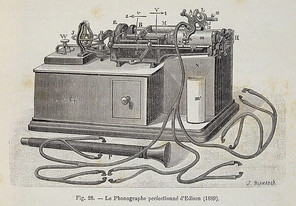 The perfected phonograph of Edison (1889) - in Physique Populaire 'by Emile Desbeaux, 1891