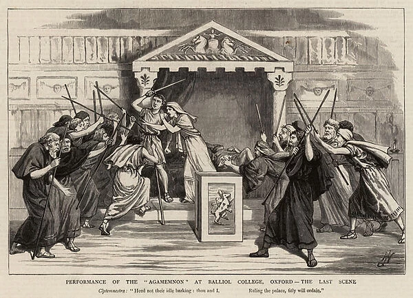 Performance of the 'Agamemnon'at Balliol College, Oxford, the Last Scene (engraving)