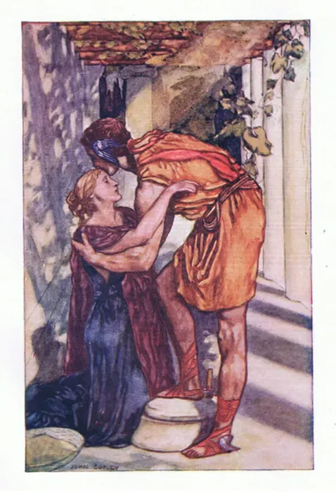 Framed Print : Perseus started forth on his great adventure, from The Gateway to Romance published by Thomas Nelson & Sons, 1909 (colour litho)