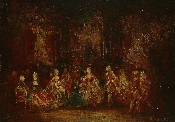 Persons in Louis XV Costumes, c.1880 (oil on cradled panel)