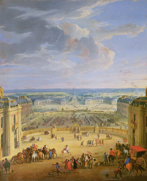 Perspective View from the Chateau of Versailles of the Place d Armes and the Stables