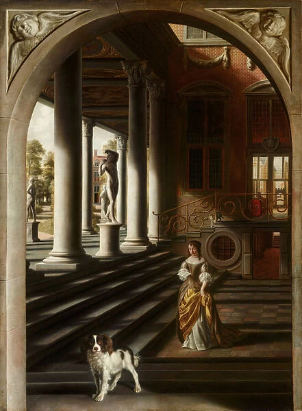 Perspective View with a Woman Reading a Letter, c. 1670 (oil on canvas)