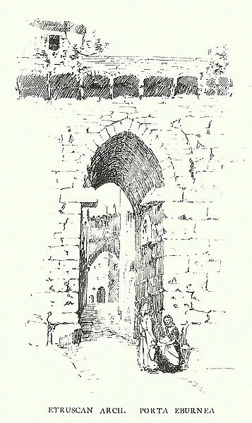 Perugia: Etruscan Arch, Porta Eburnea (engraving)