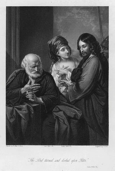 Peter denies Christ, Luke XXII, 61 (engraving)