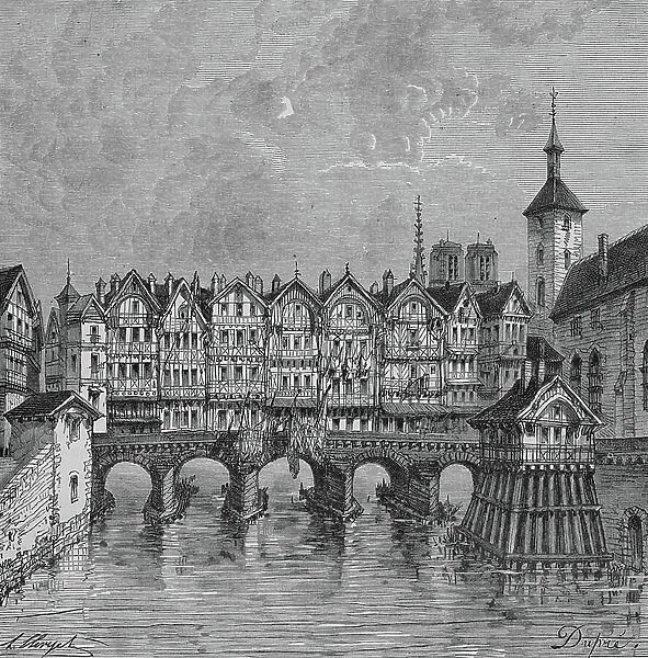 The Petite Pont, which was later the Pont-au-Change (engraving)