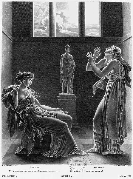 Phaedra and Oenone, illustration from Act I Scene 3 of Phedre by Jean Racine