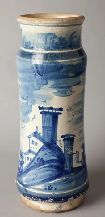 Framed Print : Pharmacy can. Glazed earthenware. Barcelona. First half 18th century. Museum inventory no: 1303.1