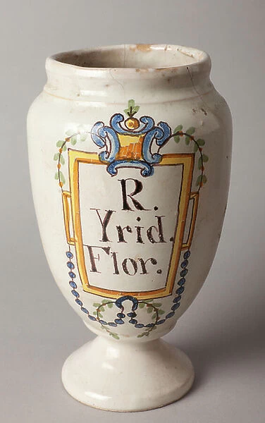 Pharmacy can. Polychrome earthenware. Barcelona. Last part of 18th - begin 19th century. Museum inventory no: 1298.3