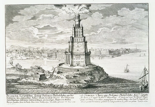 The Pharos of Alexandria, plate 9 from Entwurf einer historischen Architektur