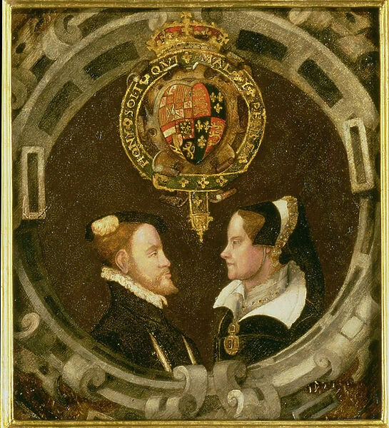 Philip and Mary I (1519-58), c. 1555 (oil on panel)