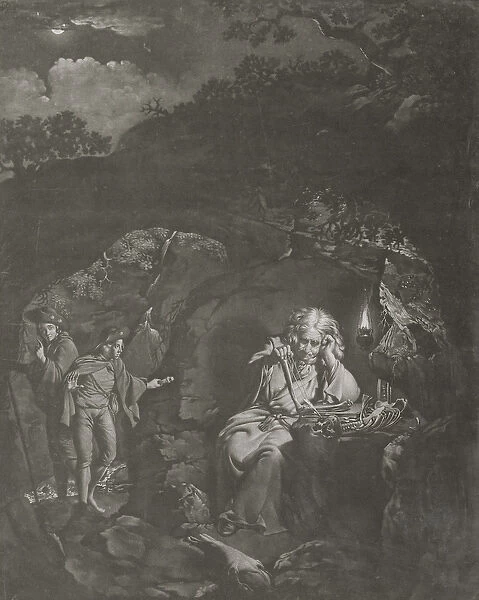 A Philosopher by Lamplight, engraved by William Pether (c. 1738-97) 1770 (mezzotint)