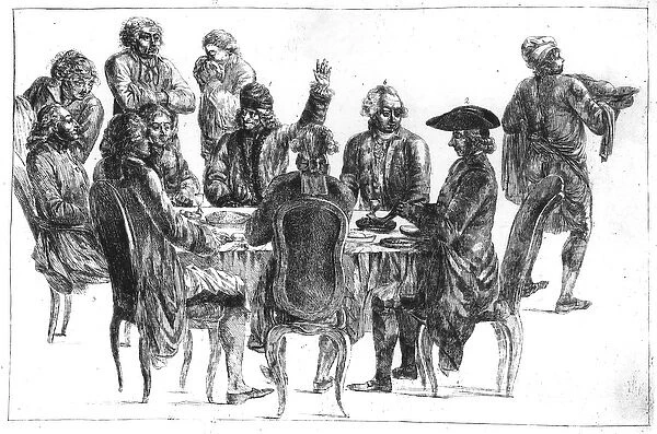 The Philosophers at Supper, c. 1775 (engraving) (b&w photo)
