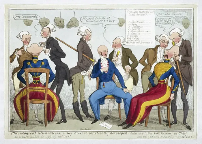 Framed Print : Phrenological Illustrations, or the Science Practically Developed, 1824 (coloured etching)