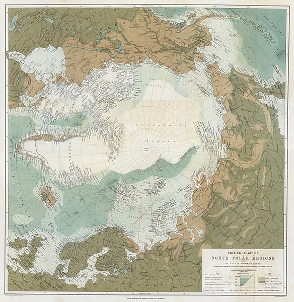 Physical chart of the North Polar Regions (colour litho)