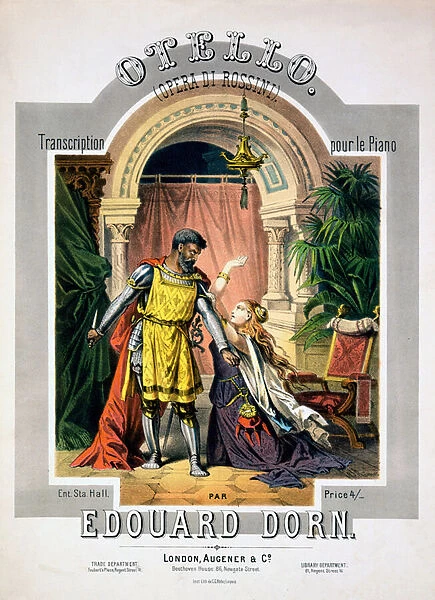Piano setting by Edouard Dorn for Rossinis Otello (colour litho)