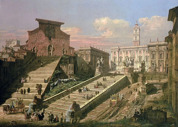 The Piazza del Campidoglio and the Church of S. Mario d Aracoeli