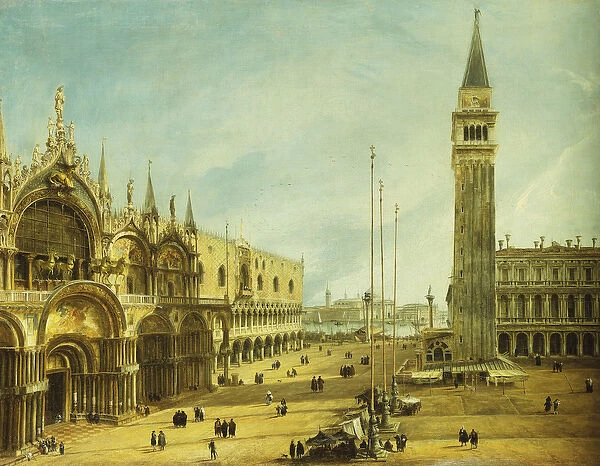 The Piazza San Marco, Venice, (oil on canvas)