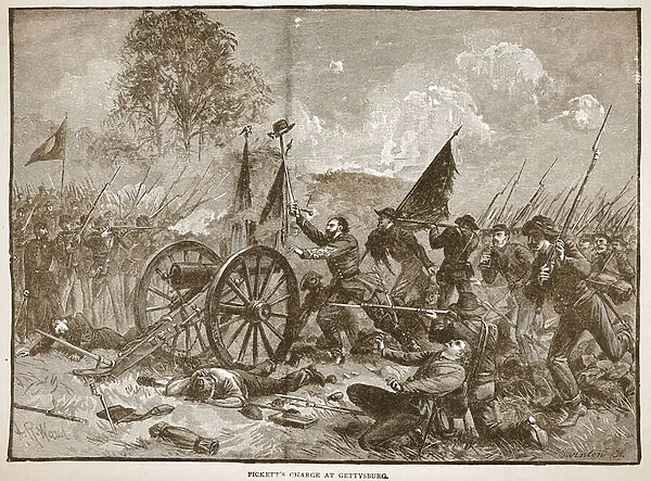Picketts Charge at Gettysburg, from a book pub. 1896 (engraving)