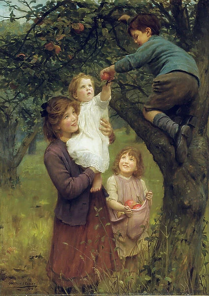 Picking Apples, 1919 (oil on canvas)