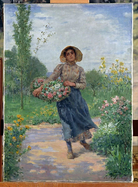 Picking flowers, 1897 (oil on canvas)