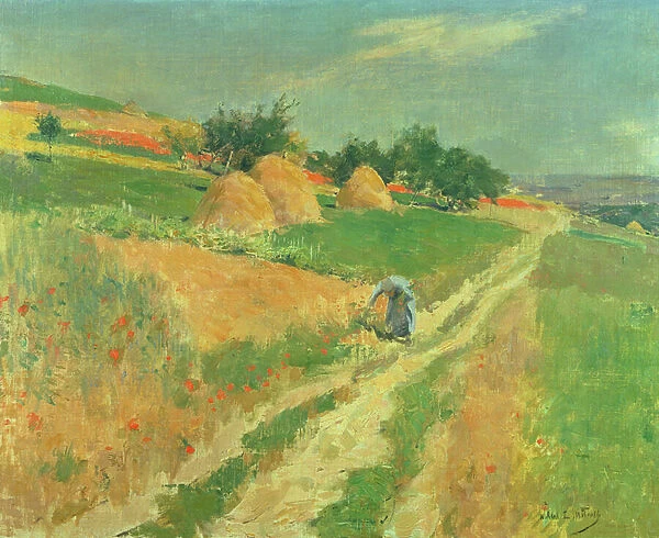 Picking Wild Flowers (oil on canvas)