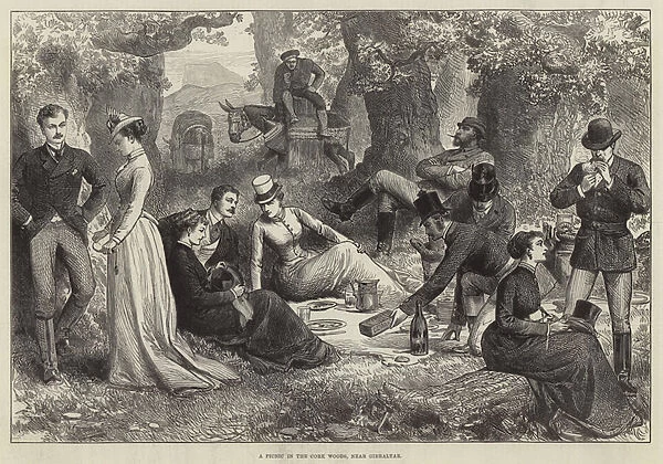 A Picnic in the Cork Woods, near Gibraltar (engraving)