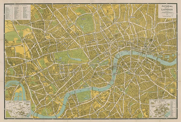 Pictorial Map of London (coloured engraving)