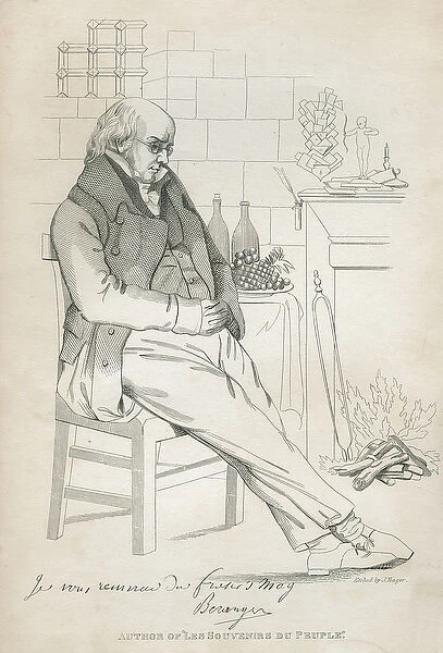 Pierre-Jean de Beranger (1780-1857) (etching) (b  /  w photo)