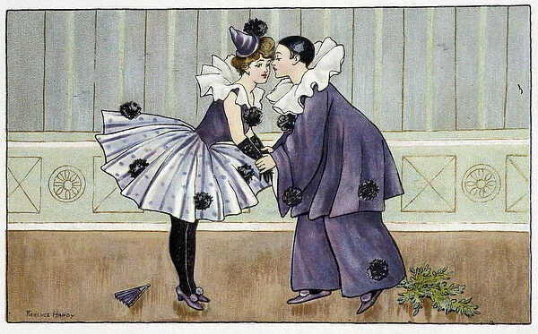 Pierrot and Colombine - dess. by Florence Hardy, deb. 20th century